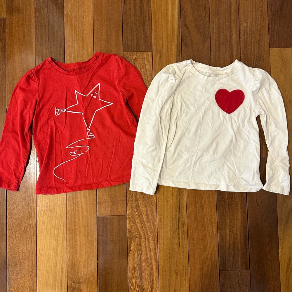 GAP Red and Cream Kids Long Sleeve Tees